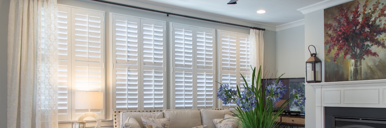 Polywood plantation shutters in Cincinnati living room