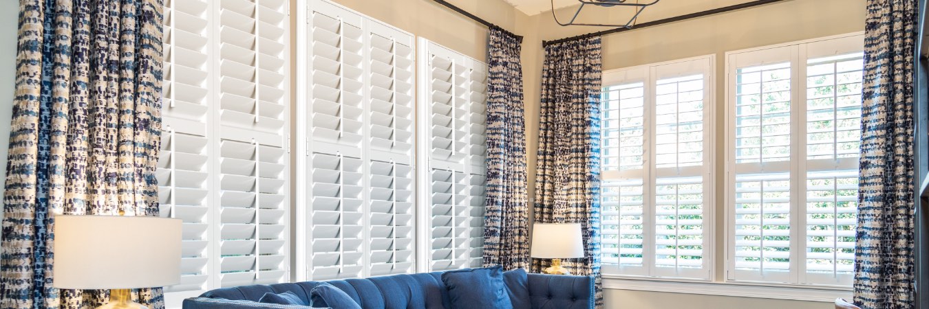 Interior shutters in Montgomery family room