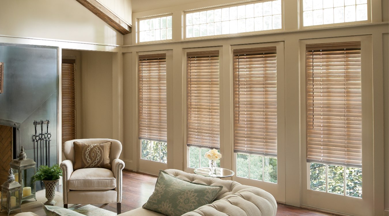 Hardwood blinds in family room