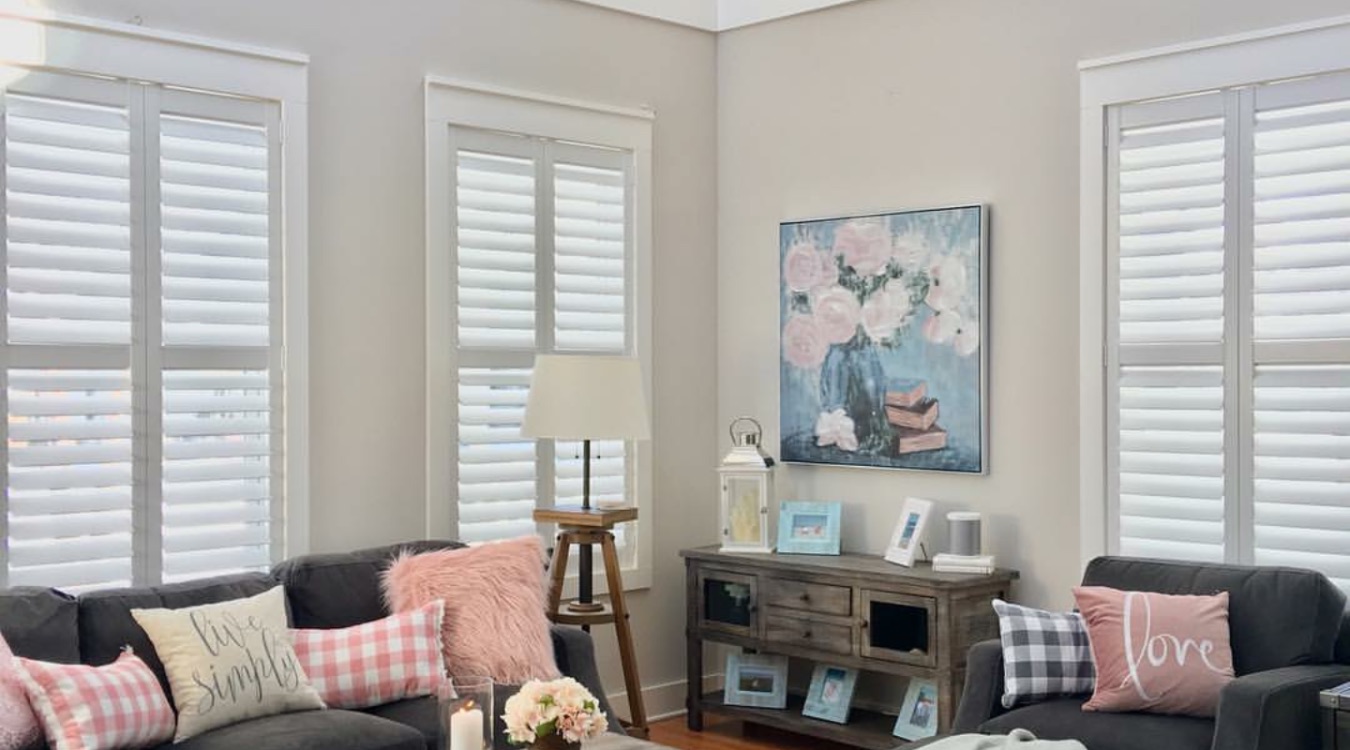 White shutters in modern living room