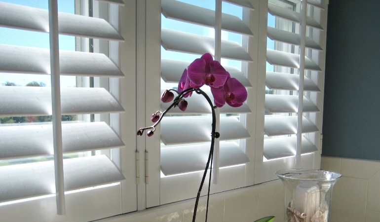 Plantation shutters are constructed with recyclable wood substitutes. Faux wood plantation shutters in Cincinnati