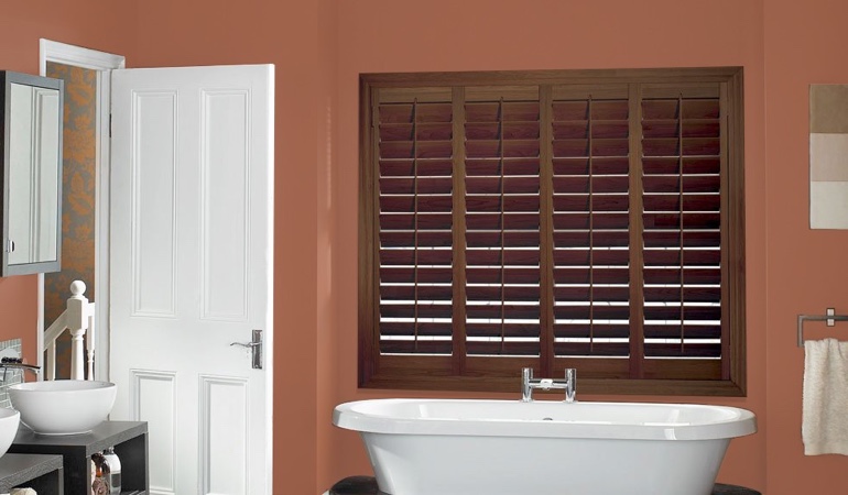 Put old paint to good use and give your living space a fresh look. Plantation shutters in a bathroom