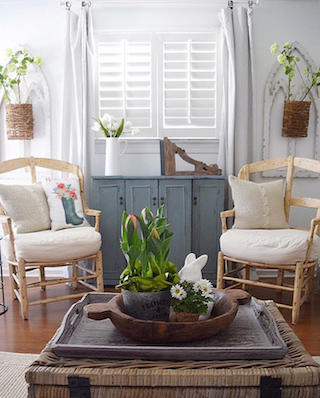 White shutters in airy room.