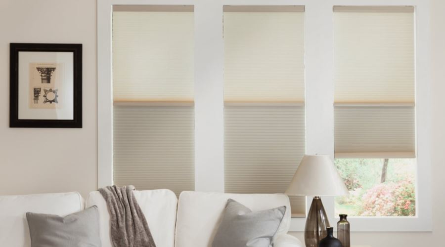 Cellular shades are energy efficient and stop air from entering through your window. Cellular shades in a Cincinnati living room