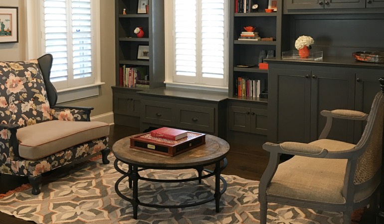 Give your living space a whole new look and feel by just rearranging the furniture. Sitting area with a desk and chair