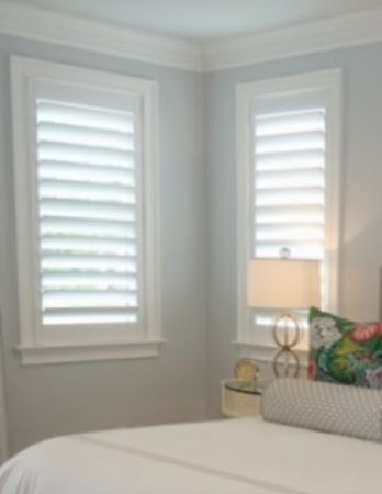 Hidden tilt rod shutters open. White plantation shutters with hidden tilt rods in Cincinnati