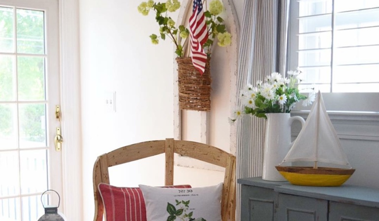 Bright sitting corner with faux wood plantation shutters in Cincinnati. Faux wood plantation shutters in Cincinnati